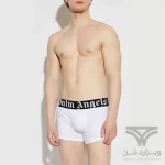 شورت مردانه باکسر بریف اورجینال وارداتی برند Palm Angels سفید کش مشکی 5 سانتی