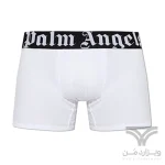 شورت مردانه باکسر بریف اورجینال وارداتی برند Palm Angels سفید کش مشکی 5 سانتی