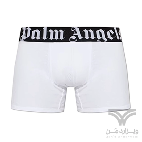 شورت مردانه باکسر بریف اورجینال وارداتی برند Palm Angels سفید کش مشکی 5 سانتی