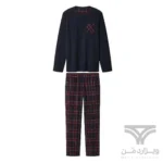 ست مردانه حوله ای بلوز و شلوار راحتی اورجینال اسمارا Esmara Men آلمان سرمه ای قرمز چهارخونه