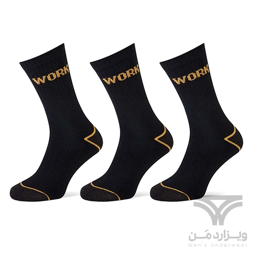 پک 3 تایی جوراب کار مردانه Primair Socks آلمان اورجینال مشکی زرد
